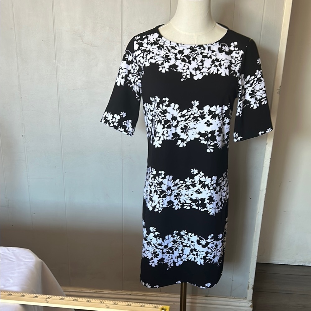 Banana Republic Black and White Floral Midi Dress